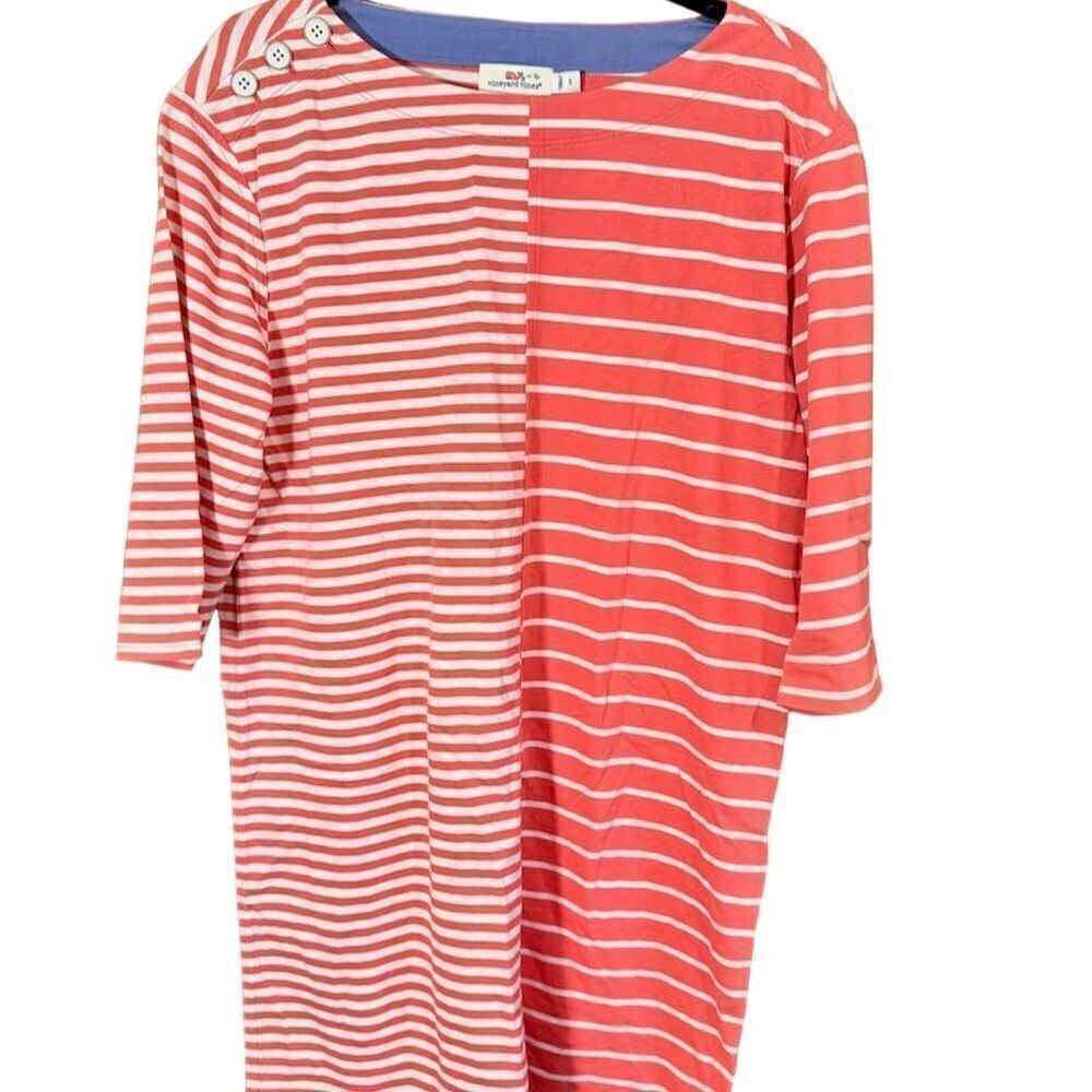 Vineyard Vines‎ Women's Striped 3/4 Sleeve Red Dress Size Small